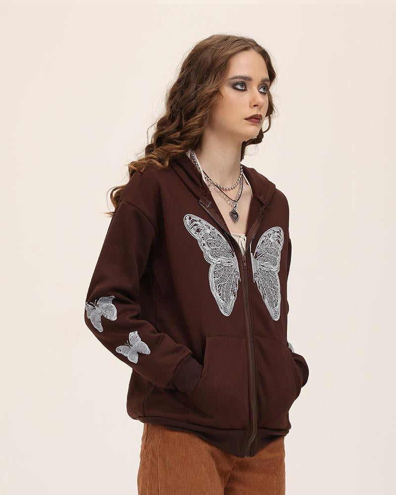 X-Ray Butterfly Graphic Zip Hoodie