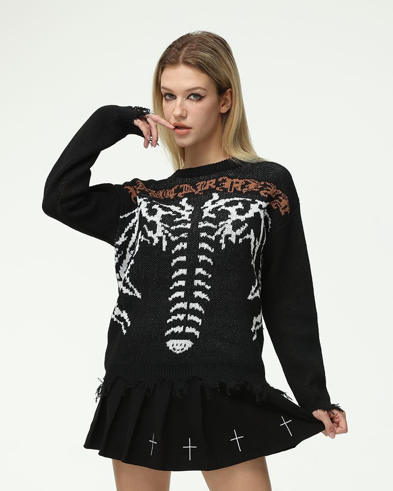Caged Wings Distressed Oversized Jumper
