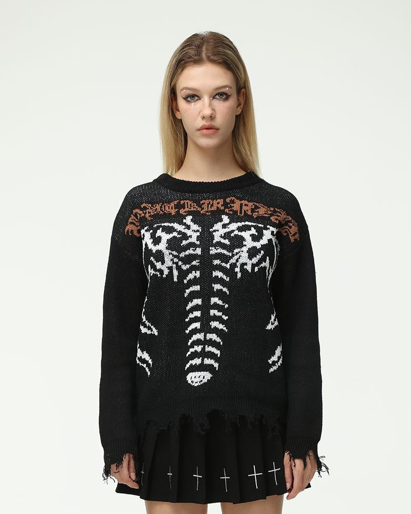 Caged Wings Distressed Oversized Jumper