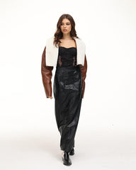 Voyager Chic Pleather Maxi Skirt