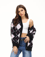 Argyle Clique Oversized Cardigan