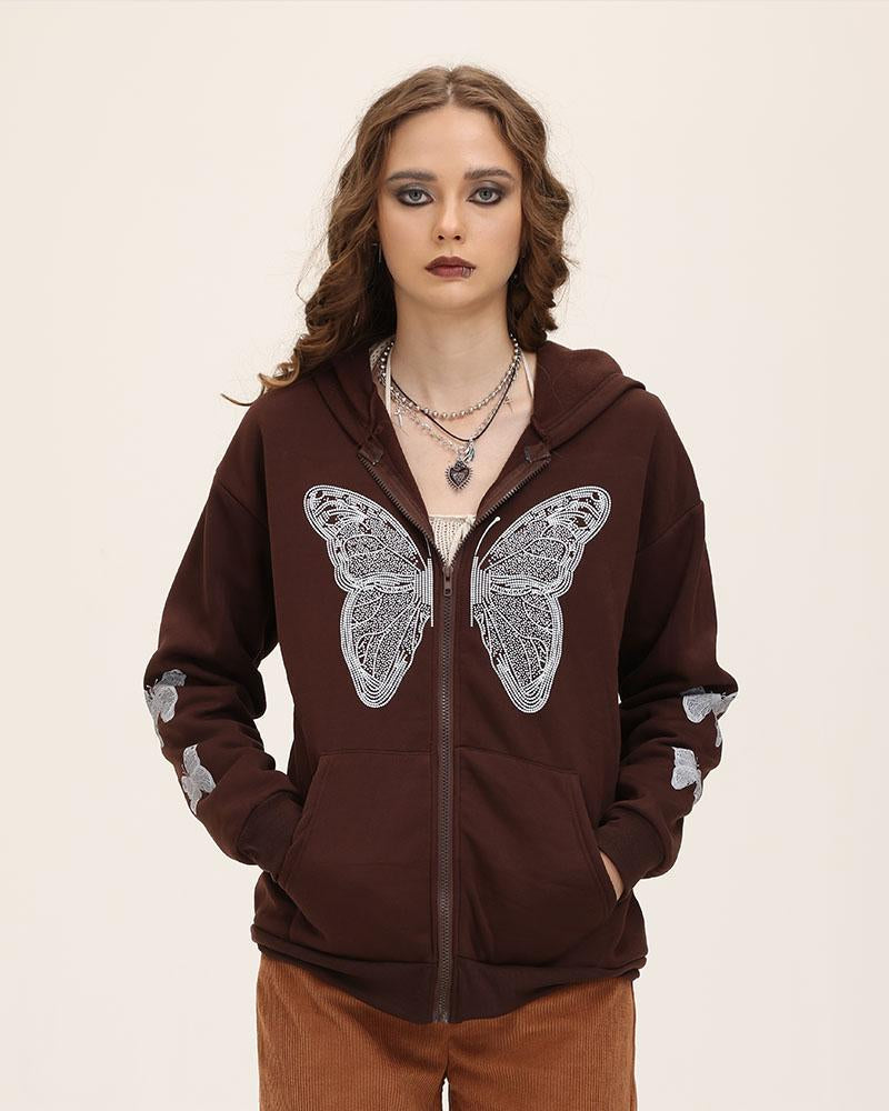 X-Ray Butterfly Graphic Zip Hoodie