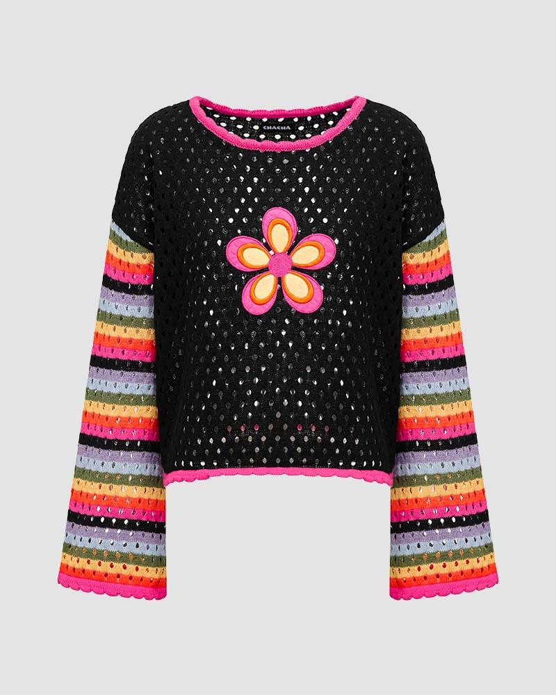 Floretro Rainbow Eyelet Sweater