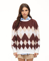 Jaelyne Dimensional Checkered Sweater