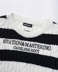 Aethre Cable Knit Striped Jumper