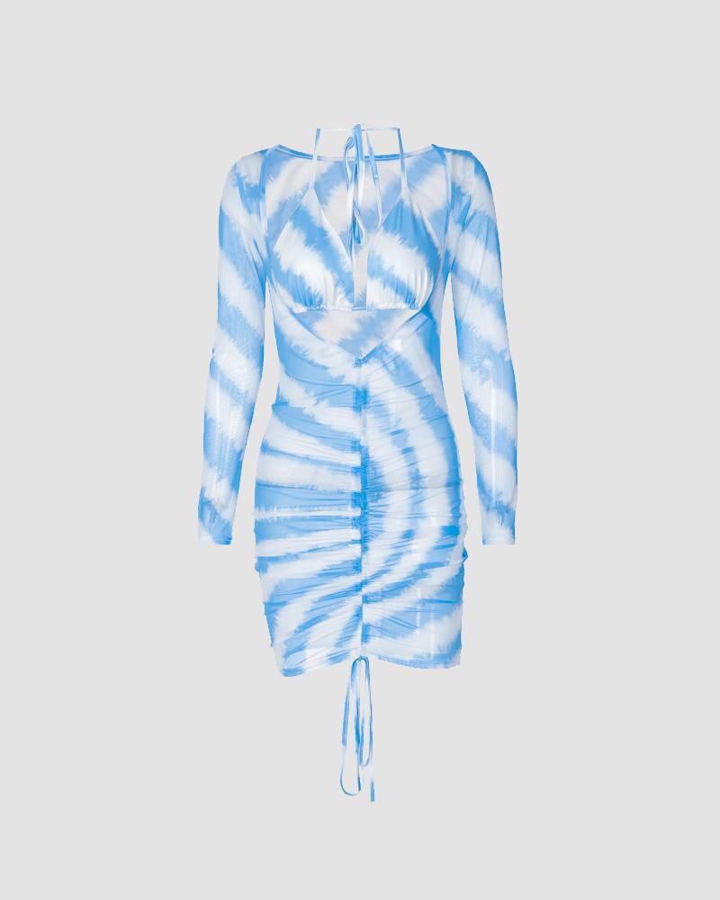 Azure Mist Bralet Mesh Dress