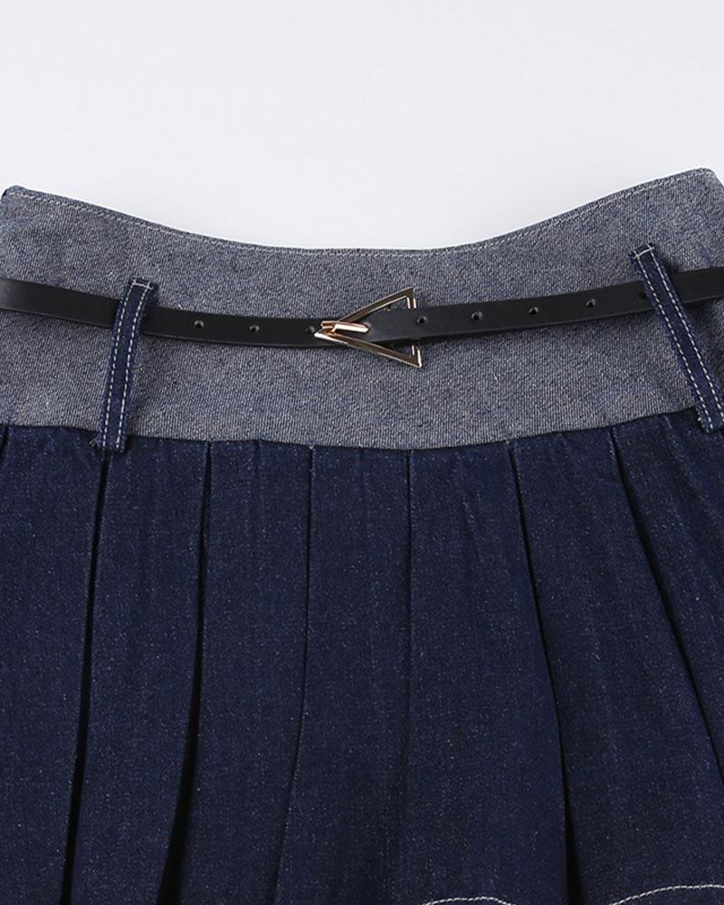 Ozon Belt Micro Mini Pleated Skirt