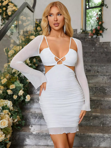 Double Layer Mesh Cut Out Dress