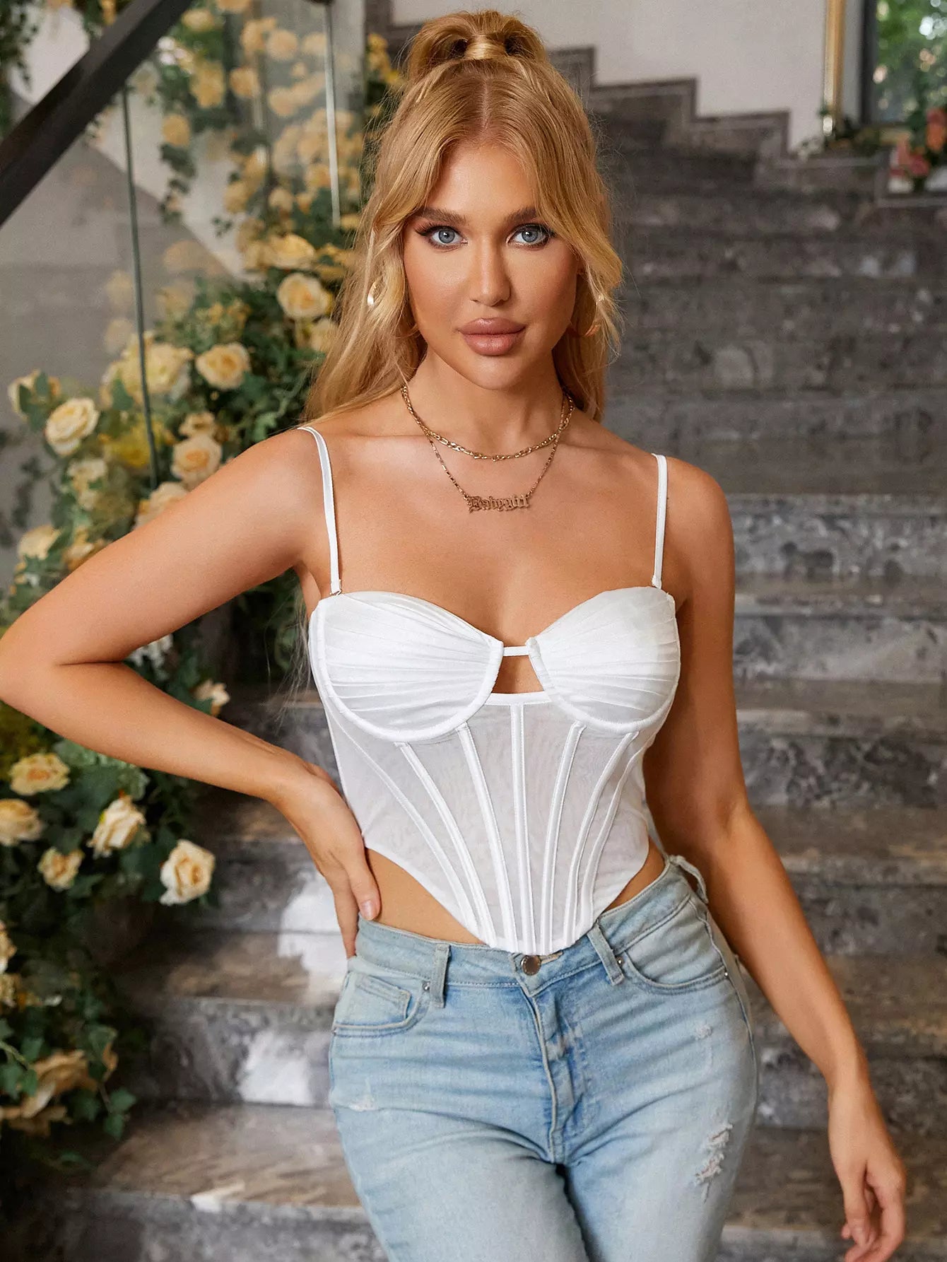 Sheer Mesh Corset Top