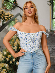 Off The Shoulder Floral Corset Top