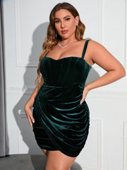 Plus Ruched Velvet Bodycon Dress