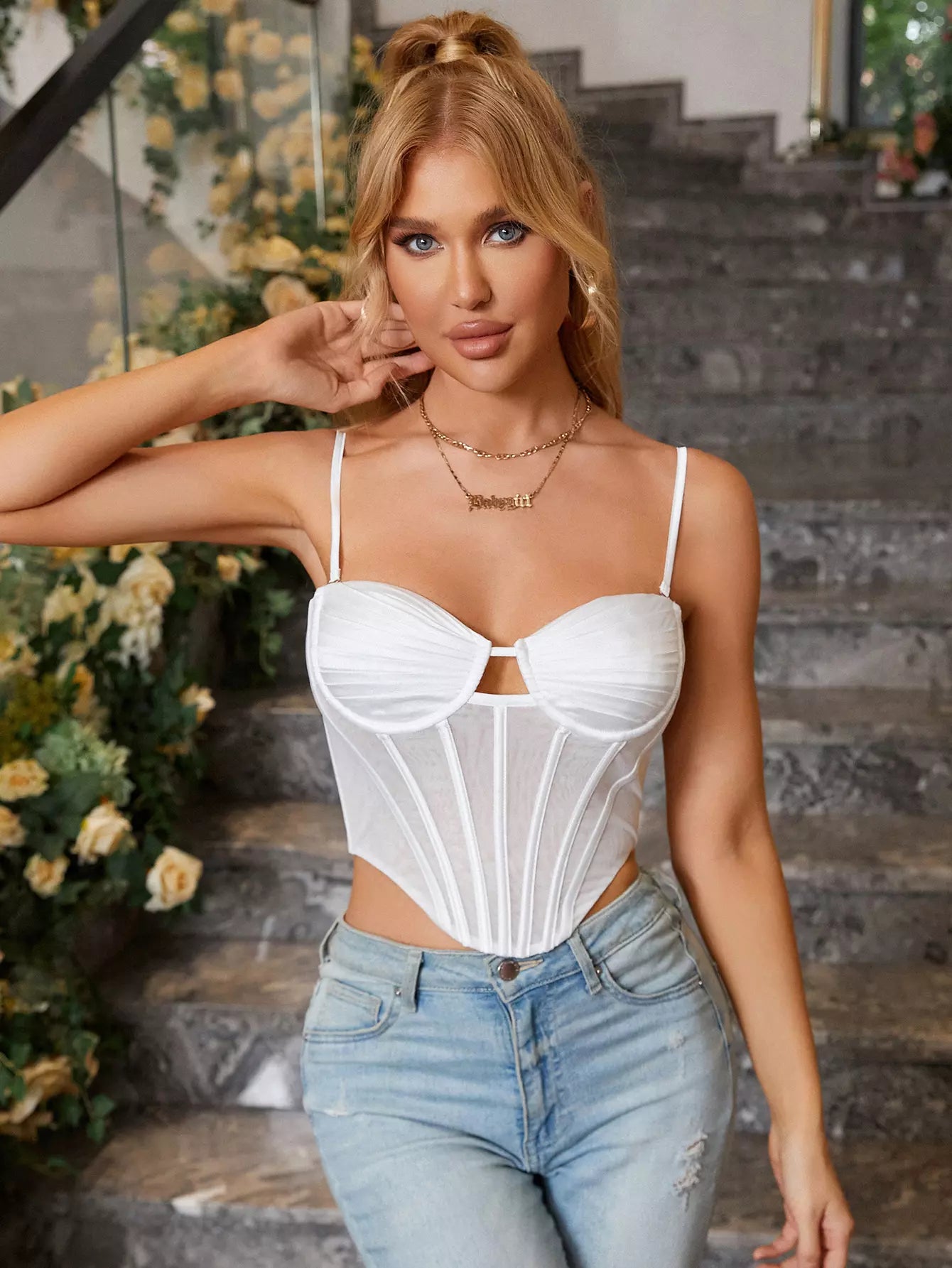 Sheer Mesh Corset Top