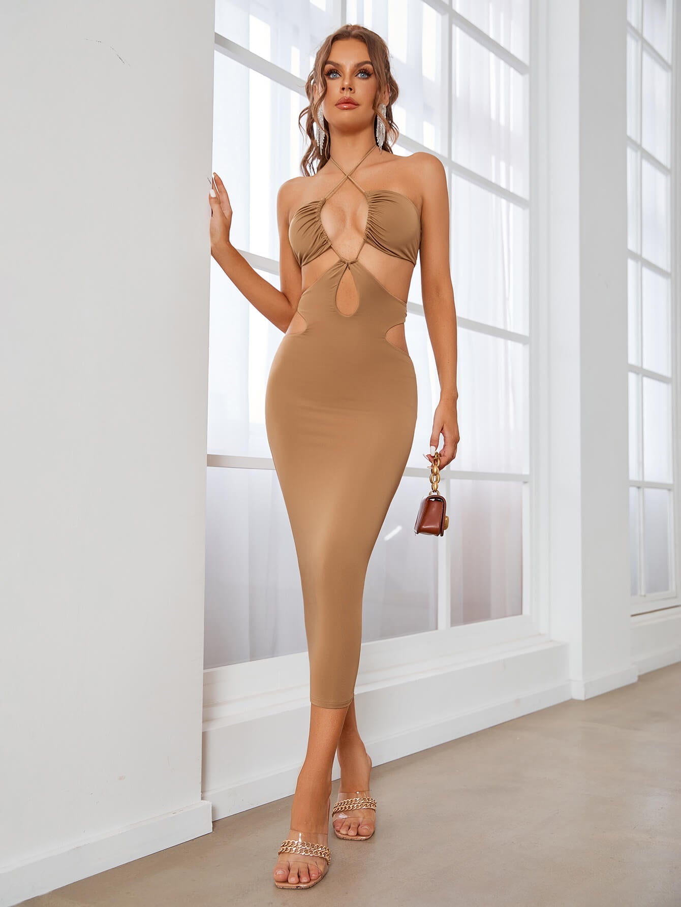 Sleeveless Cut Out Long Bodycon Dress