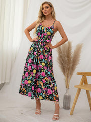 Sleeveless Floral Wrap Dress