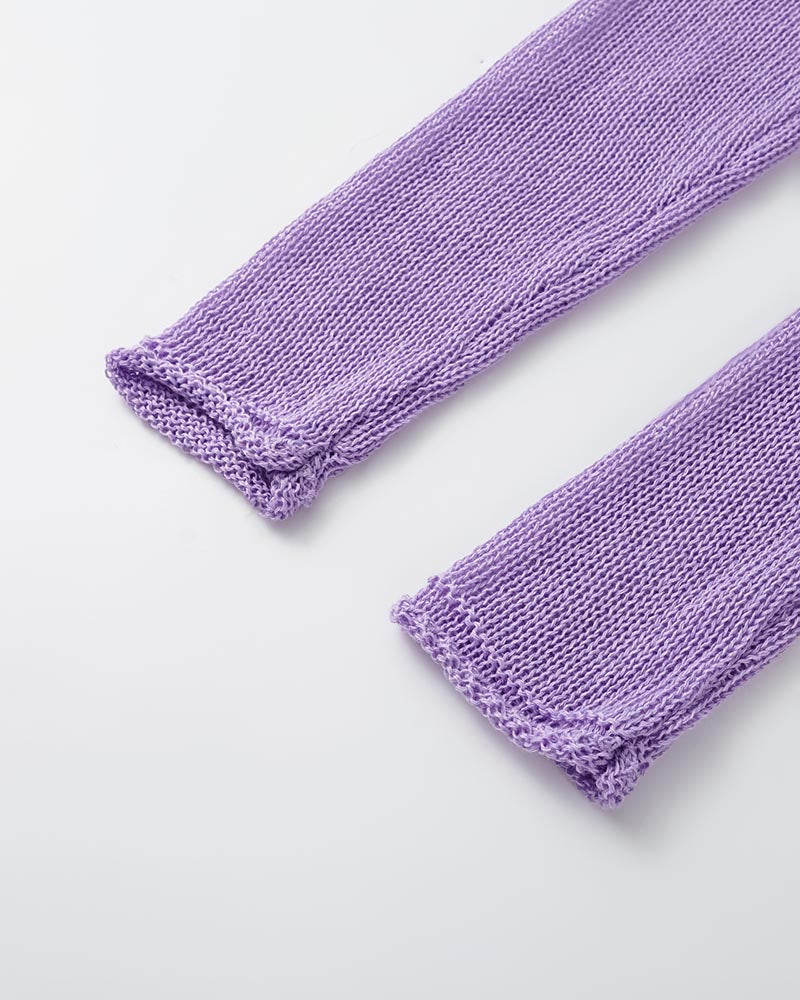 Purple Plum Crochet Top with Long Sleeves
