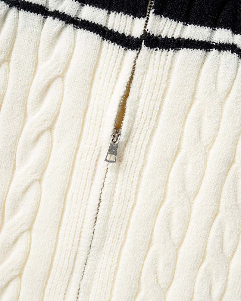 Deabora Contrasting Polo Cable Knit Jacket